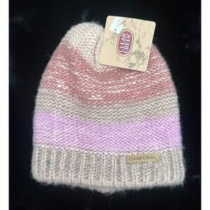 Clear Creek Womens Beanie Hat Striped Knit Winter Warm One Size New